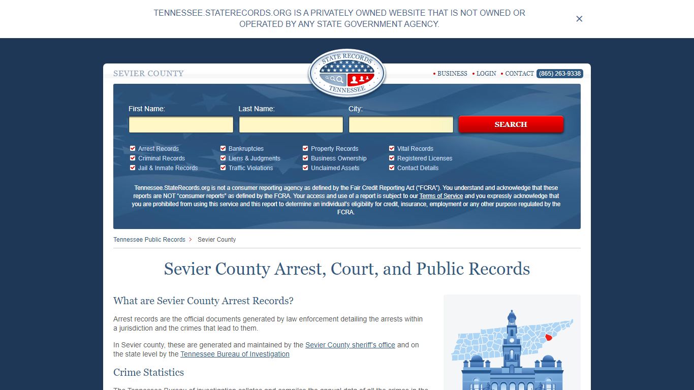 Sevier County Arrest, Court, and Public Records