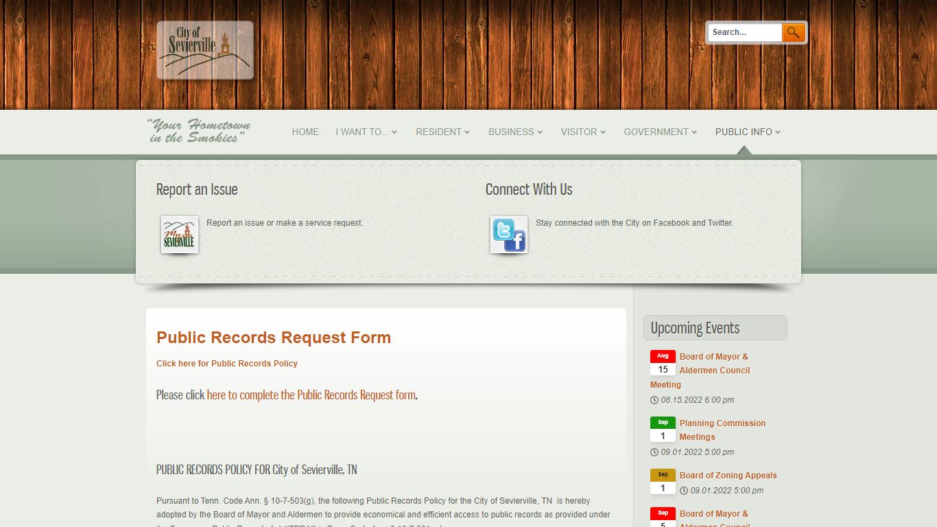 City of Sevierville - Public Records